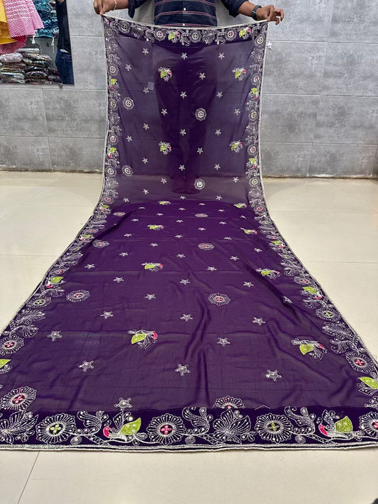 Fox Georgette vintage work dupatta