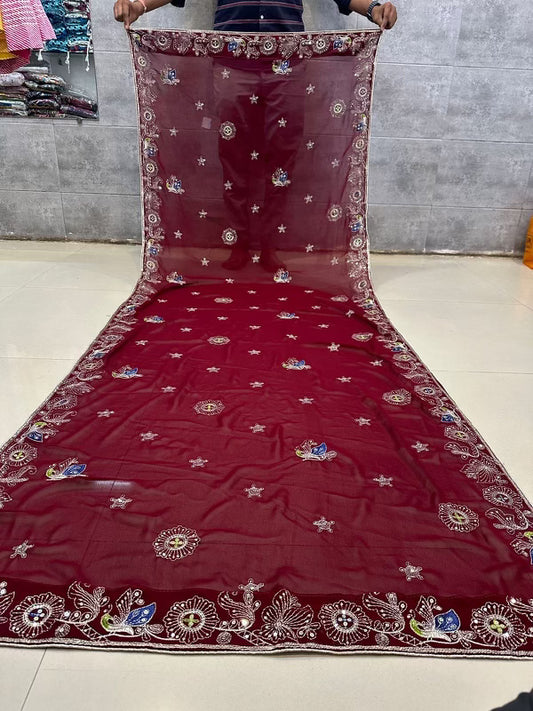 Fox Georgette vintage work dupatta