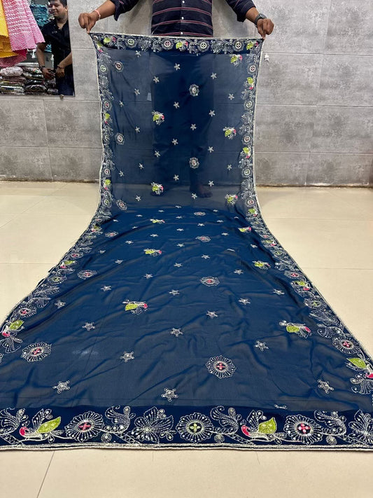 Fox Georgette vintage work dupatta