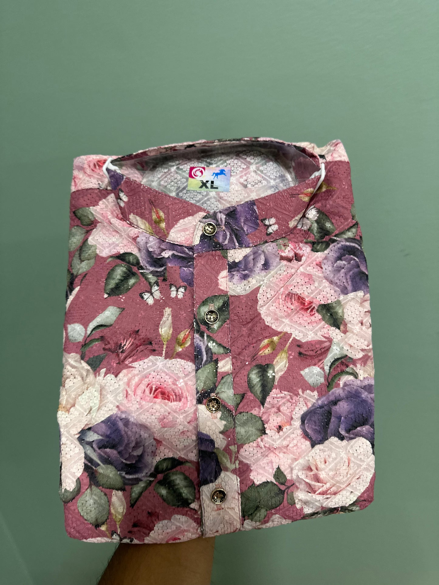 Dust Purple floral print kurta.