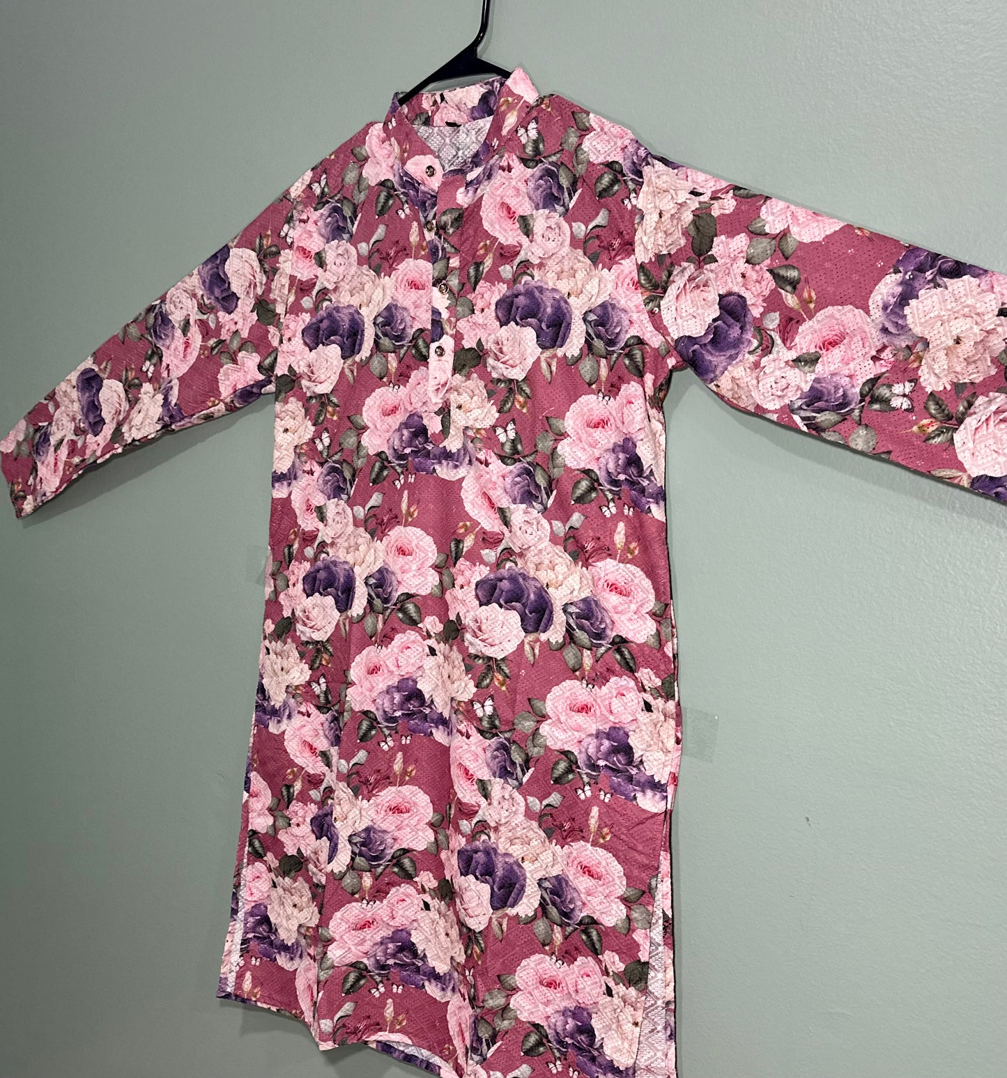 Dust Purple floral print kurta.