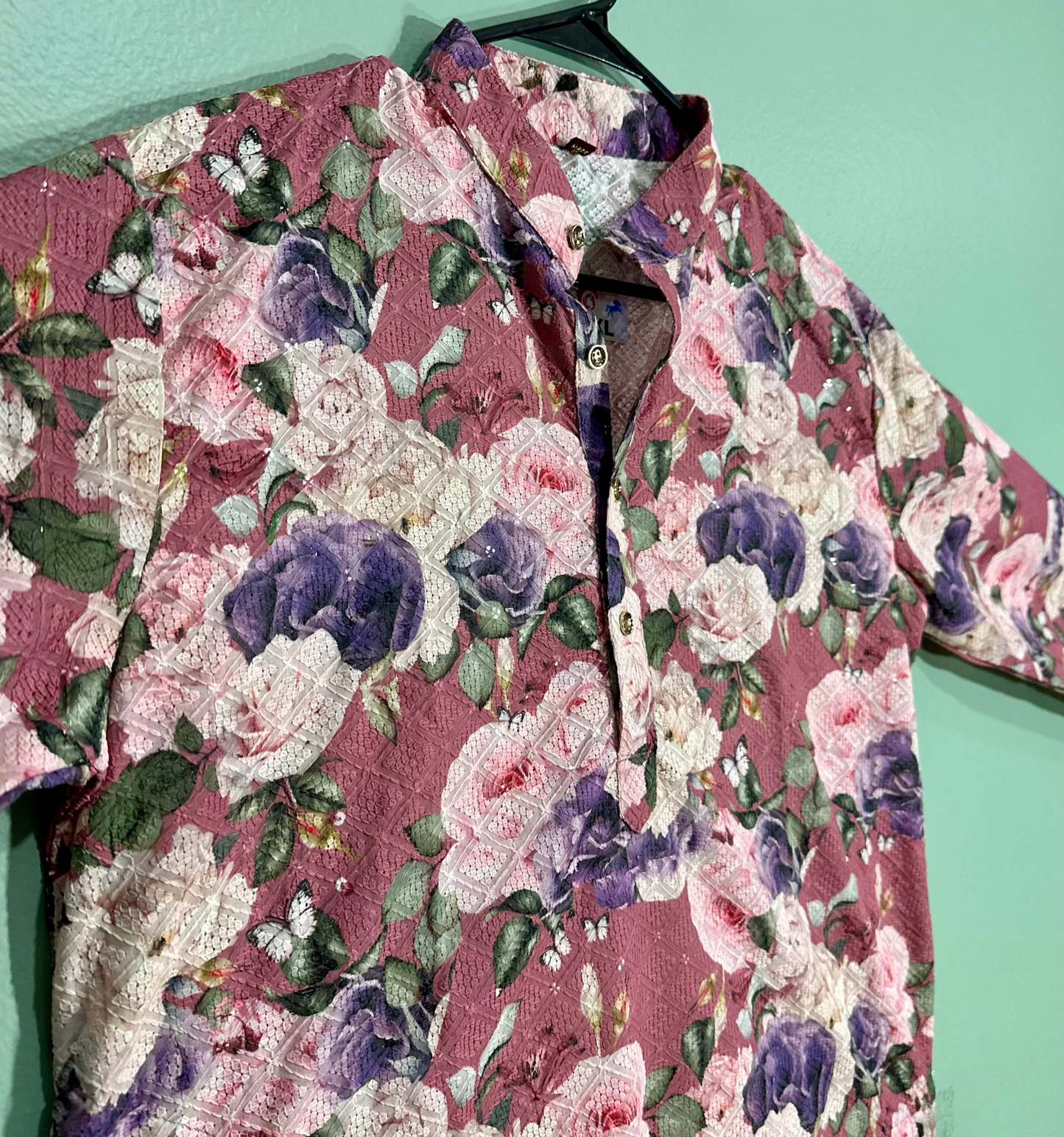 Dust Purple floral print kurta.