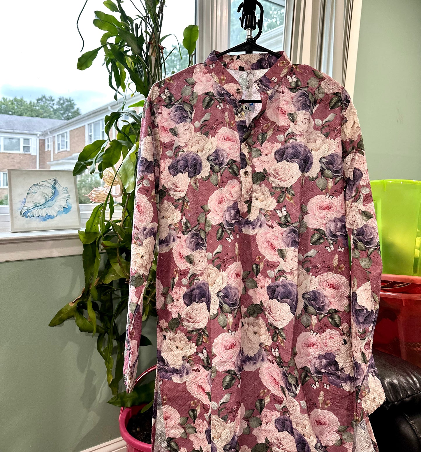 Dust Purple floral print kurta.