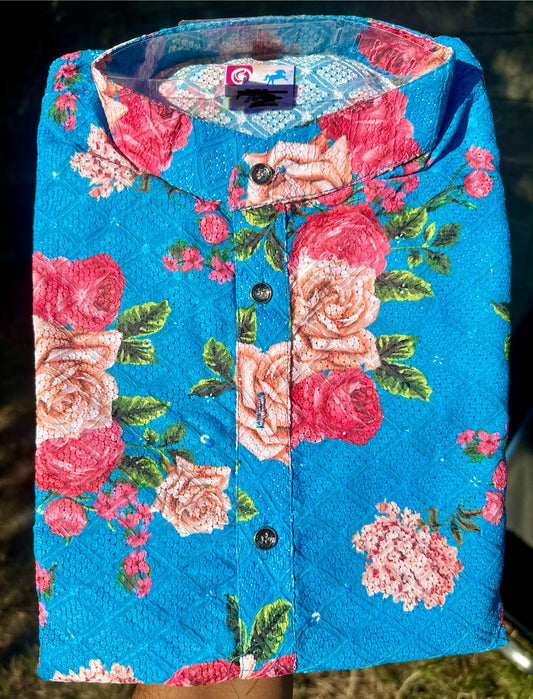 Blue Floral print kurta