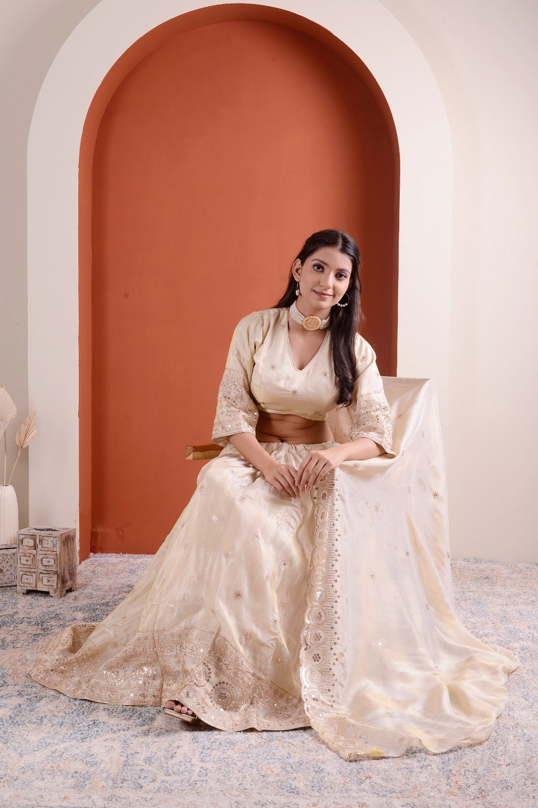 Pure viscous tissue silk chaniya choli with sequence work