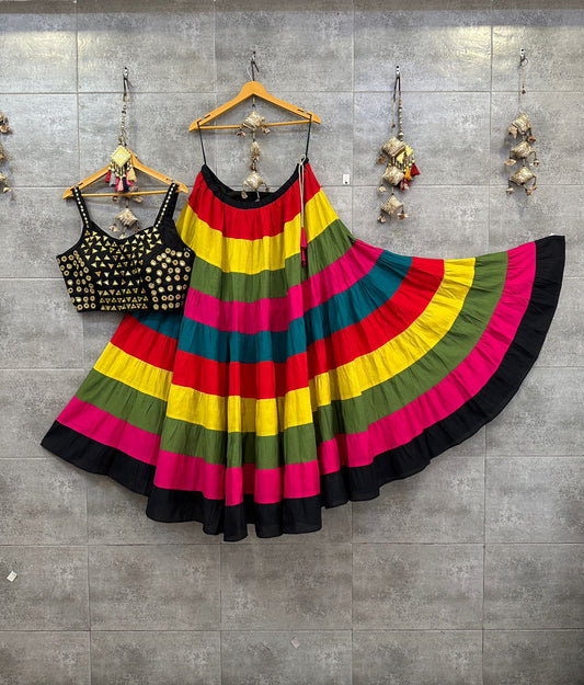 Rainbow roman silk layer pattern chaniya CHOLI