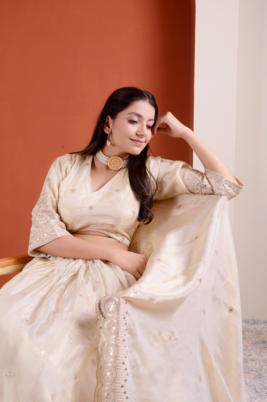 Pure viscous tissue silk chaniya choli with sequence work