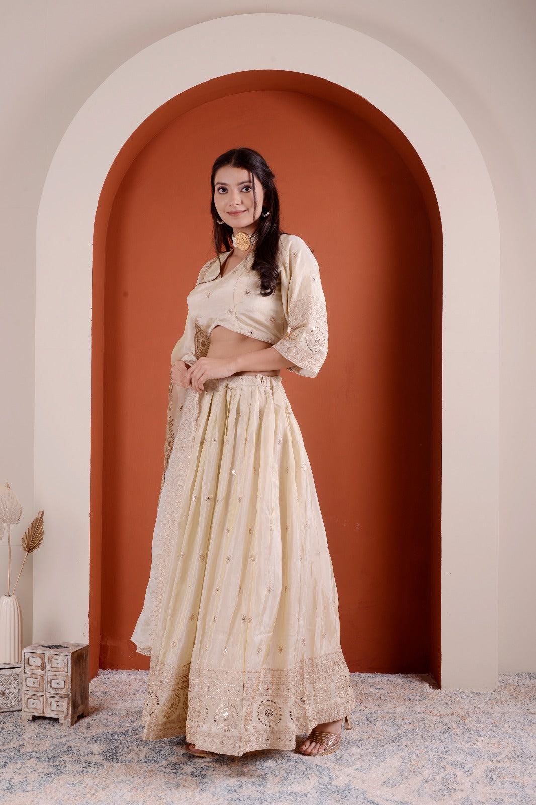 Pure viscous tissue silk chaniya choli with sequence work